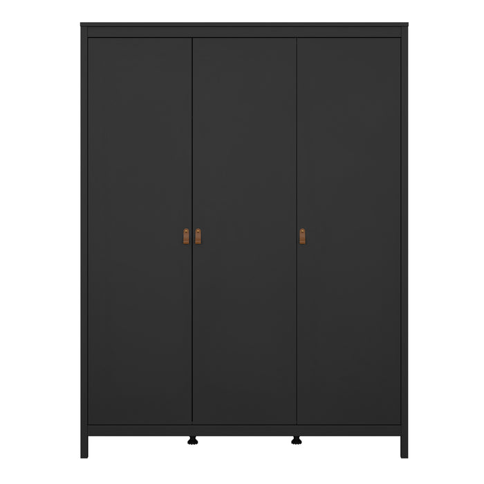 Barcelona Wardrobe with 3 Doors in Matt Black