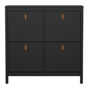 Barcelona Shoe Cabinet 4 Flip Down Doors in Matt Black