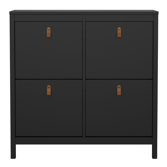 Barcelona Shoe Cabinet 4 Flip Down Doors in Matt Black