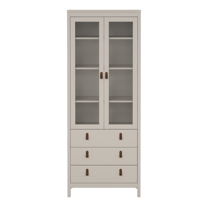 Barcelona China Cabinet 2 Glass Doors with 3 Drawers in Cashmere