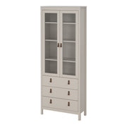 Barcelona China Cabinet 2 Glass Doors with 3 Drawers in Cashmere