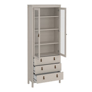 Barcelona China Cabinet 2 Glass Doors with 3 Drawers in Cashmere