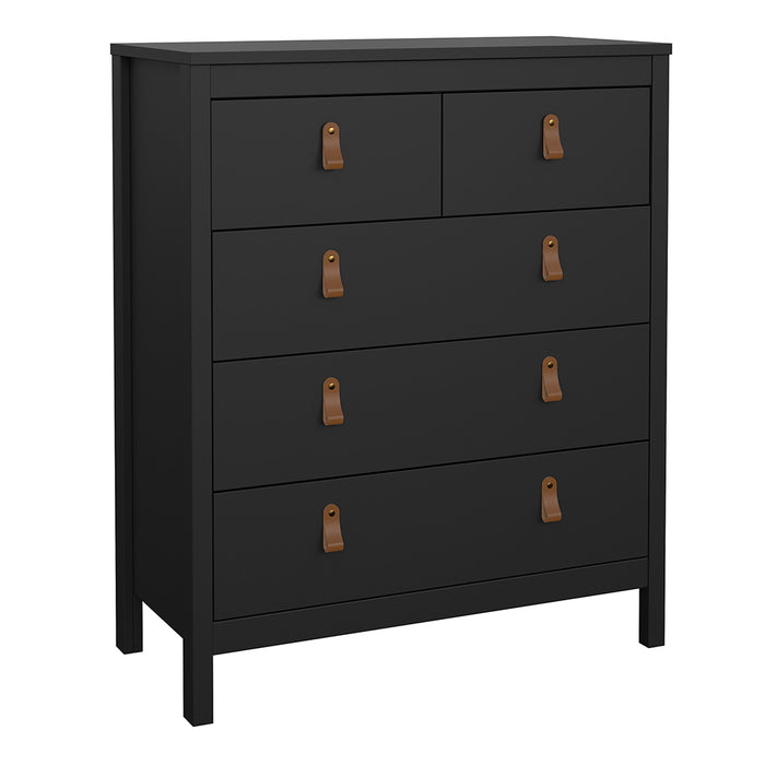 Barcelona Package - Bedside Table 2 Drawers + Chest 5 Drawers + Wardrobe with 3 Doors in Matt Black