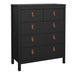 Barcelona Package - Bedside Table 2 Drawers + Chest 5 Drawers + Wardrobe with 3 Doors in Matt Black