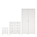 Madrid Package - Bedside Table 2 Drawers + Chest 5 Drawers + Wardrobe with 2 Doors in White