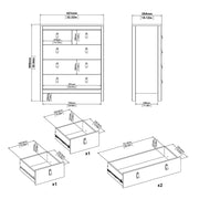Madrid Package - Bedside Table 2 Drawers + Chest 5 Drawers + Wardrobe with 2 Doors in White