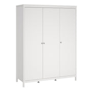 Madrid Package - Bedside Table 2 Drawers + Chest 5 Drawers + Wardrobe with 3 Doors in White