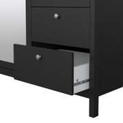 Madrid  Wardrobe with 2 Doors 1 Mirror Door 2 Drawers Matt Black