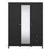 Madrid  Wardrobe with 2 Doors 1 Mirror Door 2 Drawers Matt Black