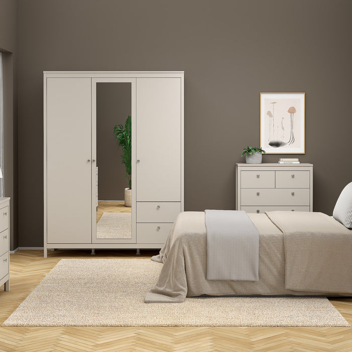 Madrid Wardrobe with 2 Doors + 1 Mirror Door + 2 Drawers in Cashmere