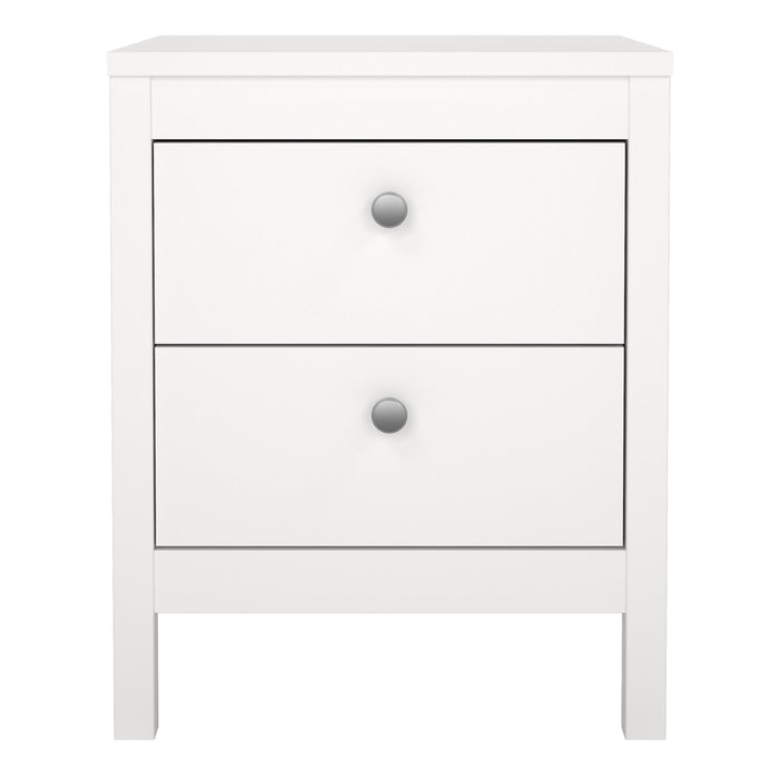 Madrid Bedside Table 2 Drawers in White