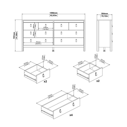 Madrid Double Dresser 4+4 Drawers in Cashmere