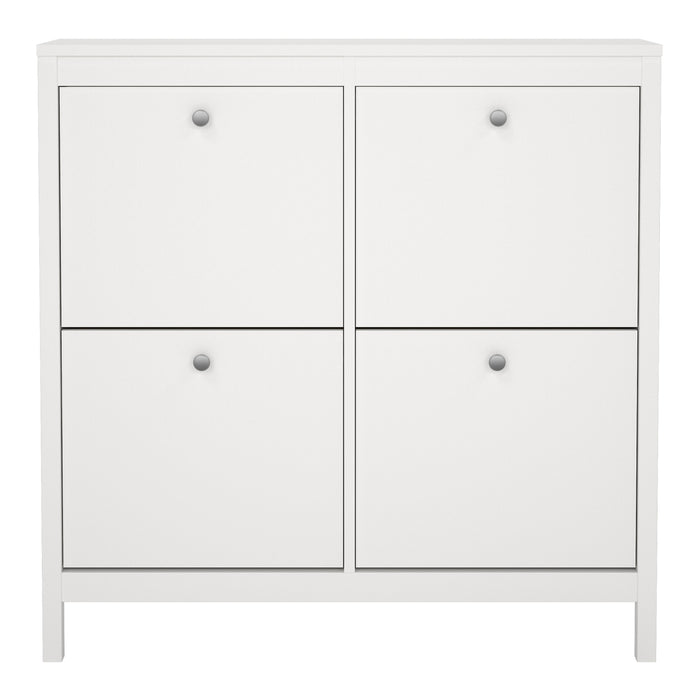 Madrid Shoe Cabinet 4 Flip Down Doors in White