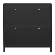 Madrid Shoe Cabinet 4 Flip Down Doors in Matt Black