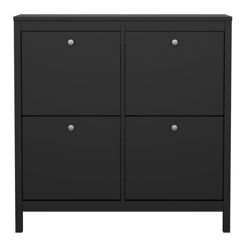 Madrid Shoe Cabinet 4 Flip Down Doors in Matt Black