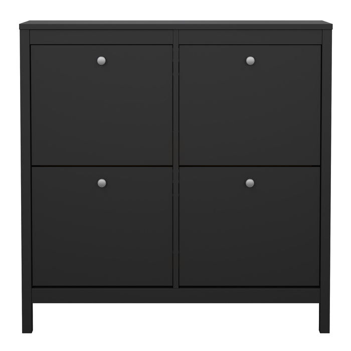 Madrid Shoe Cabinet 4 Flip Down Doors in Matt Black