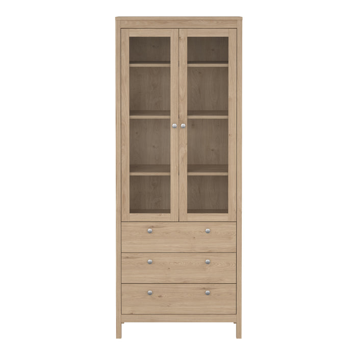 Madrid China Cabinet 2 Doors with Glass + 3 Drawers in Jackson Hickory Oak
