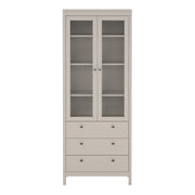 Madrid China Cabinet 2 Glass Doors with 3 Drawers in Cashmere