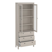 Madrid China Cabinet 2 Glass Doors with 3 Drawers in Cashmere