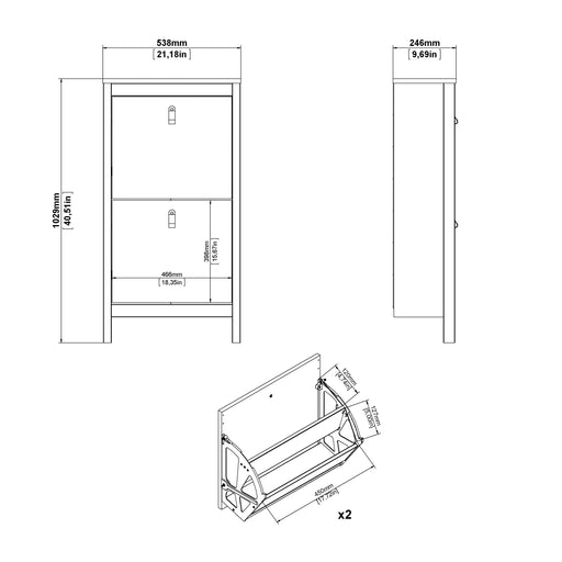Madrid Shoe Cabinet 2 Flip Down Doors in Cashmere