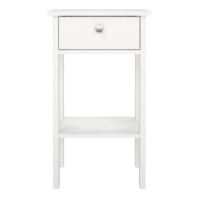 Madrid Bedside Table with 1 Drawer in White