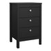 Madrid Bedside Table 3 Drawers in Matt Black