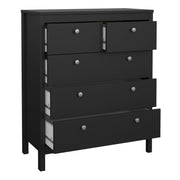 Madrid Package - Bedside Table 2 Drawers + Chest 5 Drawers + Wardrobe with 3 Doors in Matt Black
