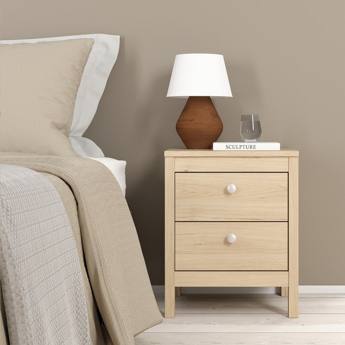 Madrid Package - Bedside Table 2 Drawers + Chest 5 Drawers + 2 Door Wardrobe in Jackson Hickory Oak