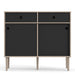 Rome Sideboard 2 Sliding Doors 2 Drawers in Jackson Hickory Oak and Matt Black