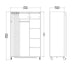 Uppsala Open Mobile Wardrobe Unit in Jackson Hickory Oak with a Beige Textile Curtain on Wheels