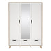 Ikast Wardrobe 3 Doors and 2 Drawers with Mirror in Jackson Hickory and White