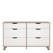 Ikast 6 Drawers Double Dresser in Jackson Hickory and White
