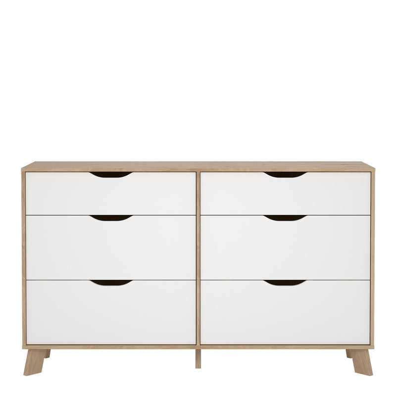 Ikast 6 Drawers Double Dresser in Jackson Hickory and White