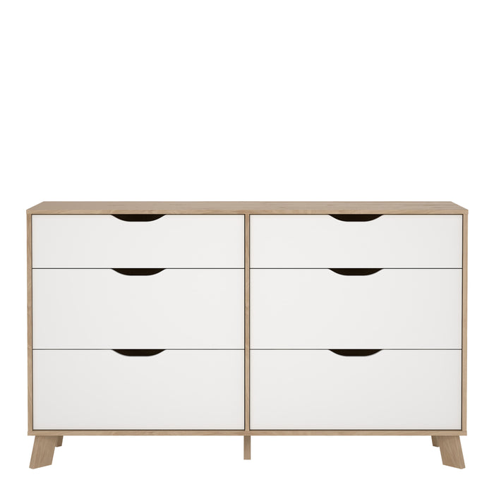 Ikast 6 Drawers Double Dresser in Jackson Hickory and White