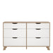 Ikast 6 Drawers Double Dresser in Jackson Hickory and White