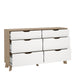 Ikast 6 Drawers Double Dresser in Jackson Hickory and White