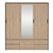 Line Wardrobe with 2 Sliding Doors 1 Sliding Door with Mirror in Jackson Hickory Oak