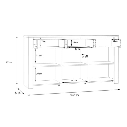 Bohol 3 Door 3 Drawer Sideboard in Riviera Oak/Grey Oak