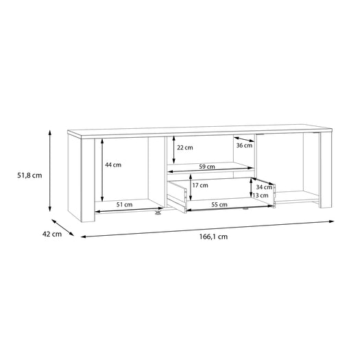 Bohol 2 Door 1 Drawer TV Unit  in Riviera Oak/Grey Oak
