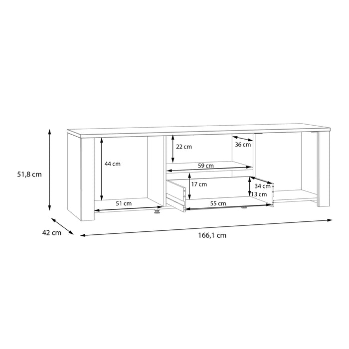 Bohol 2 Door 1 Drawer TV Unit  in Riviera Oak/Grey Oak