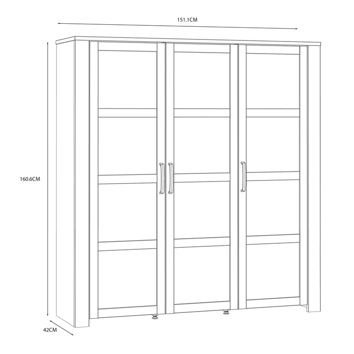 Bohol 3 Door Large Display Cabinet in Riviera Oak/Navy