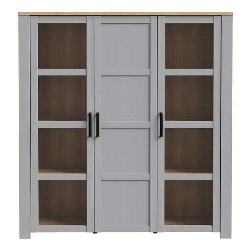 Bohol 3 Door Large Display Cabinet in Riviera Oak/Grey Oak