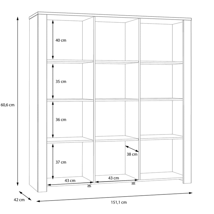 Bohol 3 Door Large Display Cabinet in Riviera Oak/Grey Oak
