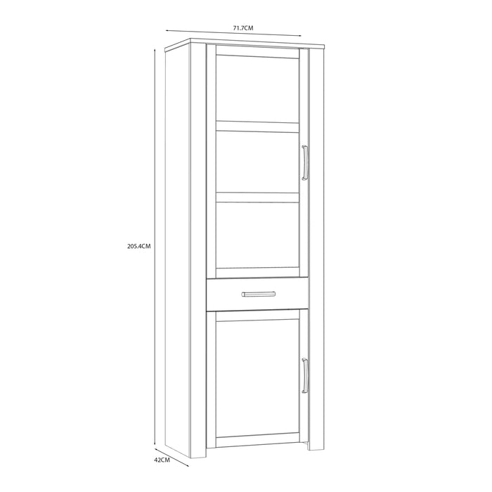 Bohol 2 Door 1 Drawer Narrow Display Cabinet in Riviera Oak/Navy