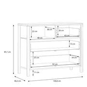 High Rock Chest of 3 Drawers in Matt Black/Riviera Oak