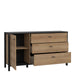 High Rock 1 Door 3 Drawer Sideboard in Matt Black/Riviera Oak