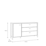 High Rock 1 Door 3 Drawer Sideboard in Matt Black/Riviera Oak