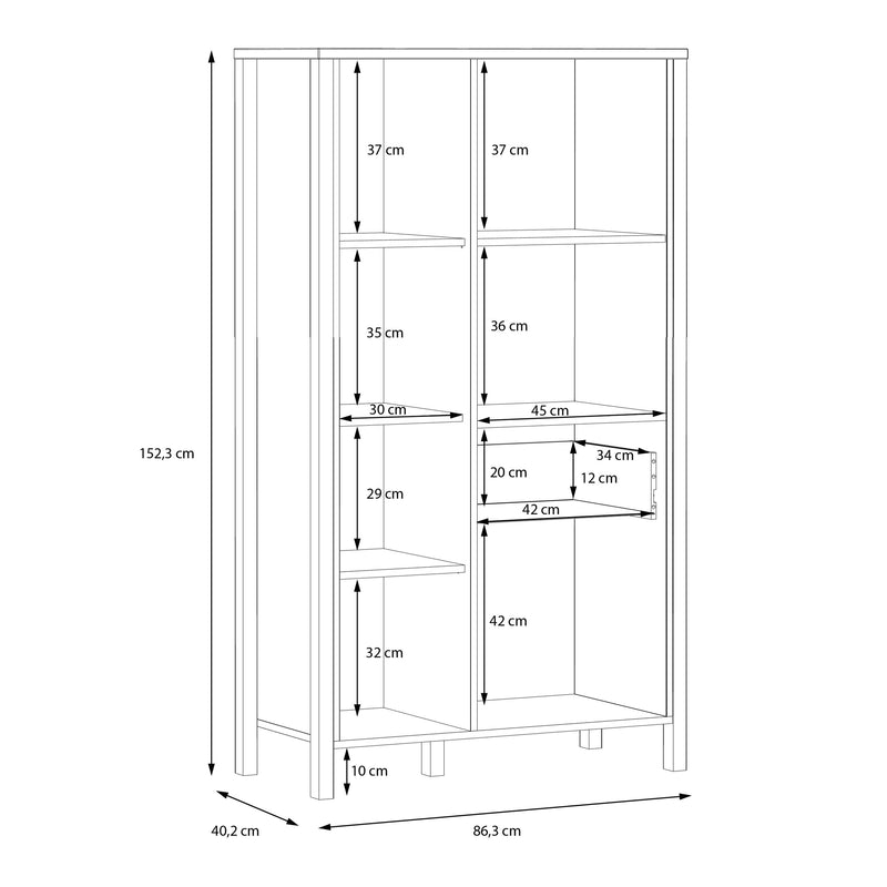 High Rock Wide Shelf Unit in Matt Black/Riviera Oak