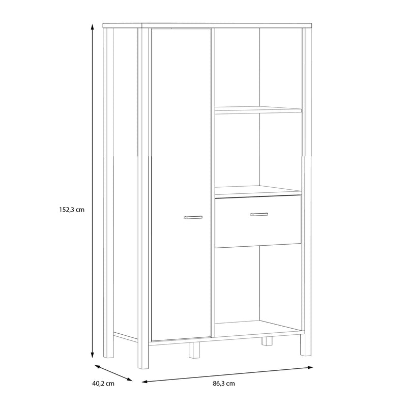 High Rock Wide Shelf Unit in Matt Black/Riviera Oak