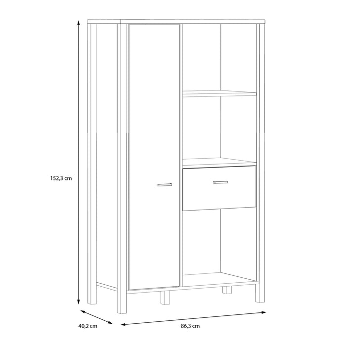 High Rock Wide Shelf Unit in Matt Black/Riviera Oak